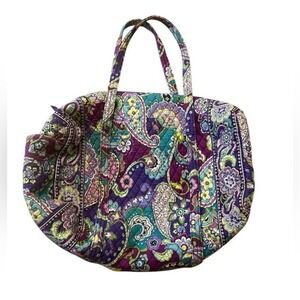 Vera Bradley Purple and Green Quilted Paisley Tote - weekend bag